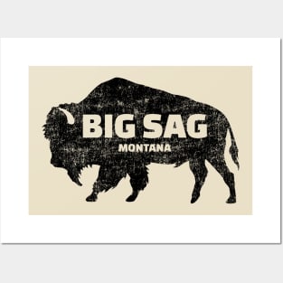 Big Sag, MT - Buffalo (Distressed) Posters and Art